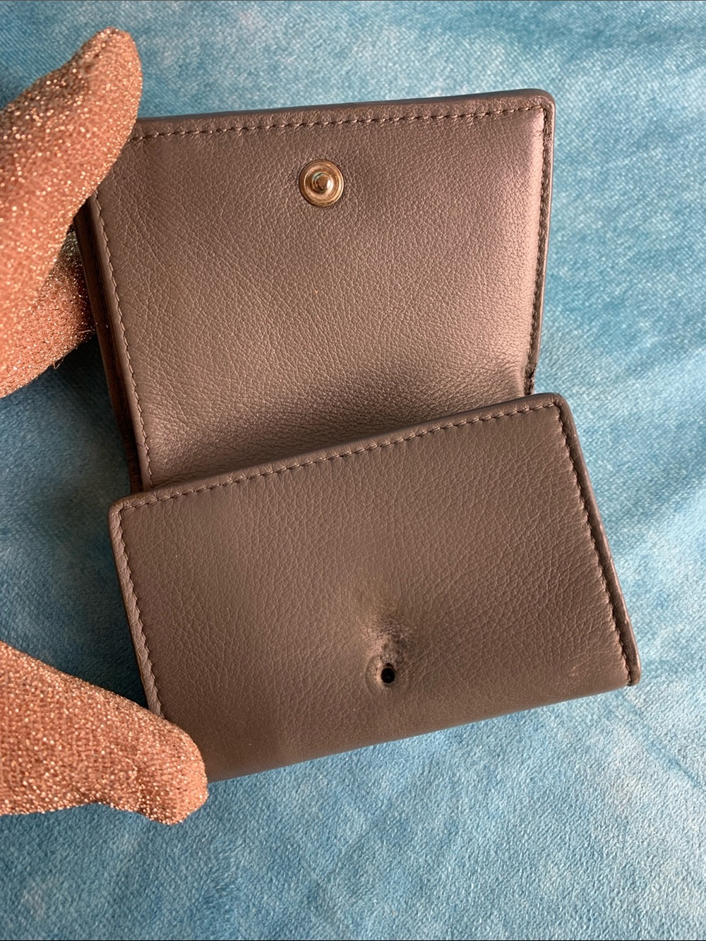 Balenciaga Elephant Gray Leather Compact Trifold Small Card Case Wallet Holder - Picture 6 of 11
